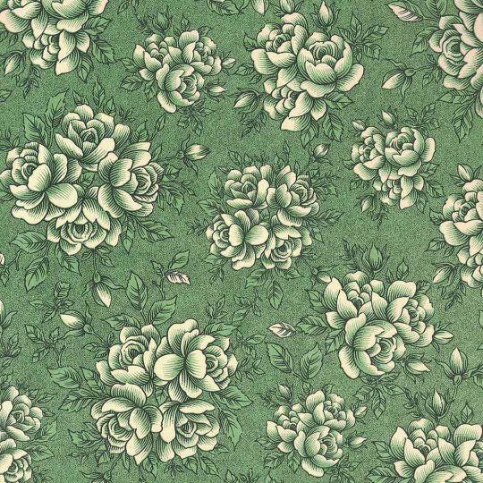 Green Roses Floral Print Italian Paper ~ Carta Varese Italy